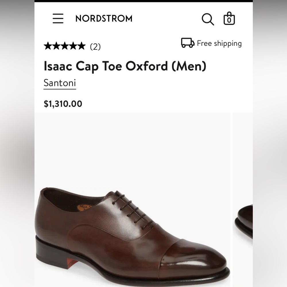 Santoni Men’s Isaac Cap-Toe Leather Oxford Shoes